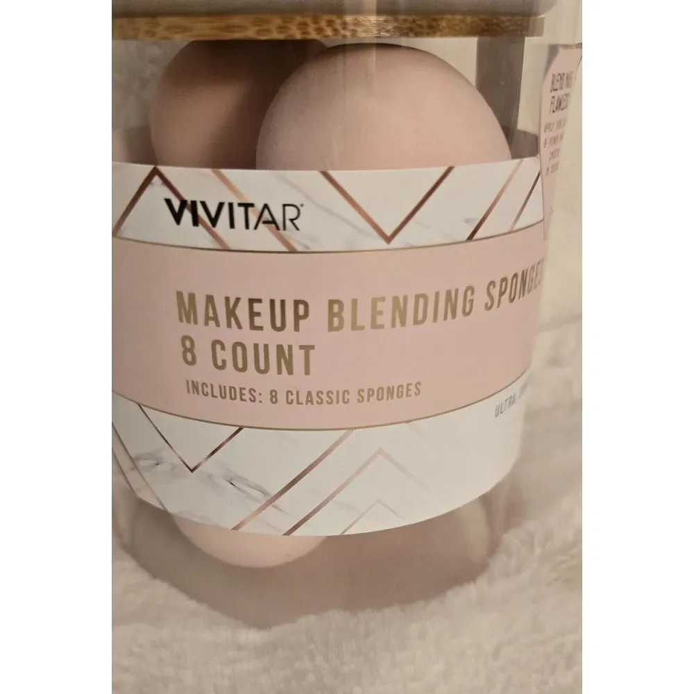 Beauty Blending Sponges Essentials Set 8 Ct $78 Value New In Reusable Glass‎ Jar